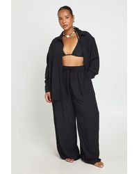 Boohoo - Plus Cheesecloth Shirt & Trouser Beach Co Ord - Lyst