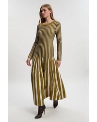 Karen Millen - Viscose Blend Striped Knitted Maxi Dress - Lyst