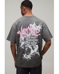 BoohooMAN - Oversized Star Graffiti Print Spray Wash T-Shirt Cotton - Lyst