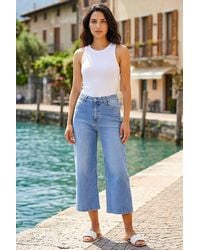 D.u.s.k - Denim Stretch Wide Leg Cropped Culottes - Lyst