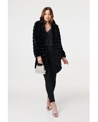 Izabel London - Faux Fur Thigh Length Coat - Lyst