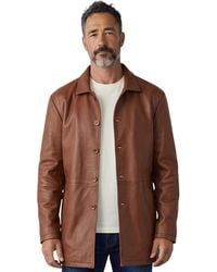 Infinity Leather - Long Collared Car Coat Jacket - Lyst