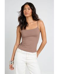 Boohoo - Second Skin Strappy Square Neck Vest Top - Lyst