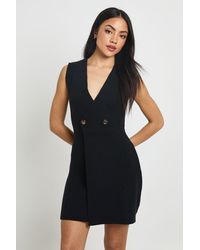 Boohoo - Short Sleeve Button Knitted Mini Dress - Lyst