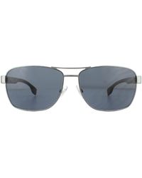 BOSS - Rectangle Dark Ruthenium Sunglasses Metal - Lyst