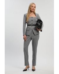 Karen Millen - Petite Tailored Marl Slim Leg Trouser - Lyst