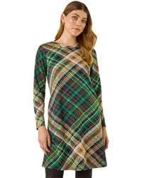 Roman - Check Print Swing Pocket Dress - Lyst