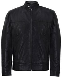 Infinity Leather - Mandarin Collar Biker Jacket - Lyst