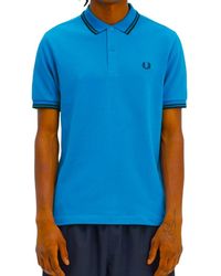 Fred Perry - M3600 Twin Tipped Polo Shirt Ocean Cotton - Lyst