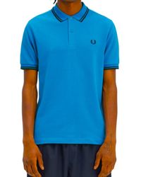 Fred Perry - M3600 Twin Tipped Polo Shirt Ocean Cotton - Lyst