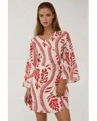 Hiccup - Bloemen V-Hals Mini Jurk - Lyst