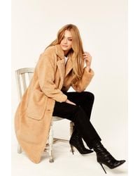 Gini London - Longline Teddy Coat - Lyst