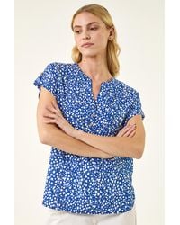 Roman - Speck Print V-Neck Button Top - Lyst