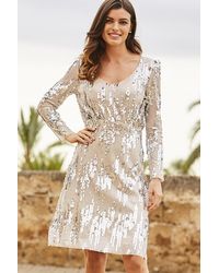 Sosandar - Scattered Sequin V Neck Dress - Lyst