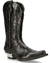 New Rock - Flame Biker-Cowboystiefel Aus Schwarzem Leder Mit Akzent – ​M-7921-S1 - Lyst