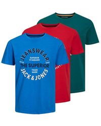 Jack & Jones - Casual T-shirts O-neck Short Sleeve 3 Multi Pack Cotton - Lyst