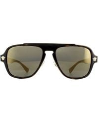 Versace - Zonnebril Ve2199 12524T Donker Havana Donker Grijs Mirror Goud - Lyst