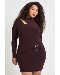 Boohoo - Plus High Neck Wrap Trim Detail Mini Dress - Lyst
