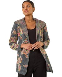 Roman - Floral Jacquard Knit Cardigan - Lyst