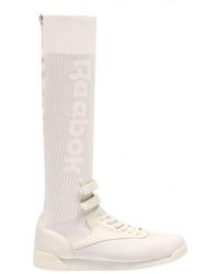 Reebok - Classic Freestyle Hi Ultraknit Trainers Slip On Shoes White Bs8666 Textile - Lyst