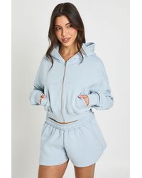 Boohoo - Stud Detail Boxy Crop Zip Through Hoodie - Lyst