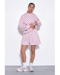 Boohoo - Polka Dot High Waist Sweat Short - Lyst