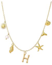 The Jewellery Stockroom - Plated Sea And Initial Life Statement Charm Necklace - Lyst