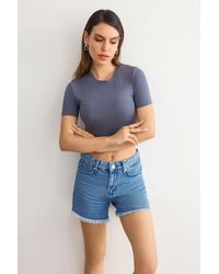 Hiccup - Crew Neck Basic Crop Top - Lyst