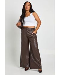 Boohoo - Plus Faux Leather Wide Leg Trouser - Lyst