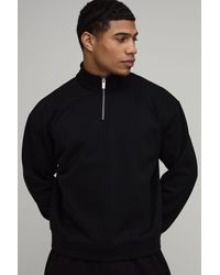 BoohooMAN - Basic Oversized Boxy Quarter Zip Funnel Neck Sweatshirt - Lyst