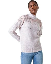 Roman - Embellished Sequin Ribbed Stretch Jumper - Lyst