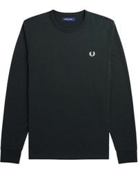 Fred Perry - Laurel Wreath Gunmetal Long Sleeve T-Shirt Cotton - Lyst