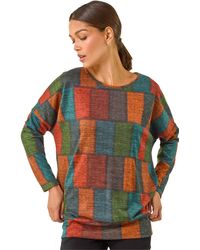 Roman - Patchwork Print Drop Shoulder Stretch Top - Lyst
