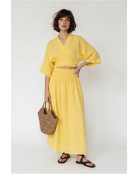 Bianco Lucci - Cotton Two-Piece Blouse And Midi Skirt Set - Lyst