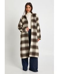 Boohoo - Oversized Flannel Wool Look Coat - Lyst