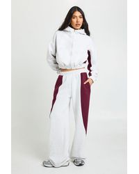 Boohoo - Tall Contrast Panel Zip Through Hoodie Wide Leg Jogger Tracksuit - Lyst