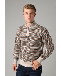 Kensington Eastside - Jacquard Quarter Zip Fleece Lined Jumper - Lyst