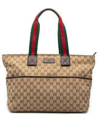 Gucci - Pre-Owned Gg Canvas Web Tote - Lyst