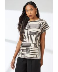 PRINCIPLES - Mono Geo Print Short Sleeve Top - Lyst