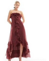 ASOS - Design Bardot Ruffle Off Shoulder Maxi Dress - Lyst