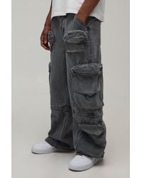 BoohooMAN - Acid Wash Zip Off Multi Cargo Baggy Jeans - Lyst