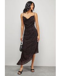 Warehouse - Spot Devore Cowl Neck Maxi Dress - Lyst