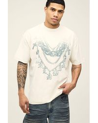 BoohooMAN - Oversized Exposed Seam Chain Graphic T-Shirt Cotton - Lyst