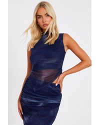 Quiz - Printed Mesh Crop Top - Lyst