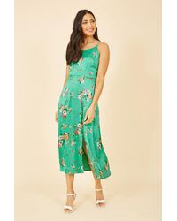 Yumi' - Satin Floral Midi Slip Sundress - Lyst