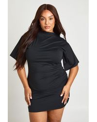Boohoo - Plus Super Soft Ruched Waist Short Sleeve Mini Dress - Lyst