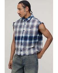 BoohooMAN - Oversized Boxy Sleeveless Raw Seam Jewel Shirt - Lyst