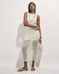 River Island - Midi Dress Sleeveless Sequin Crochet - Lyst