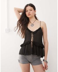 Weekday - Frill Tie Front Cami Top - Lyst