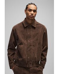 BoohooMAN - Boxy Faux Suede Pocket Harrington Jacket - Lyst